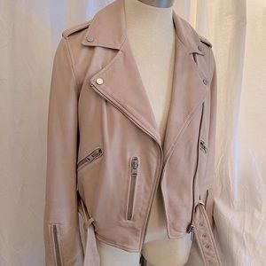 All Saints pink leather jacket